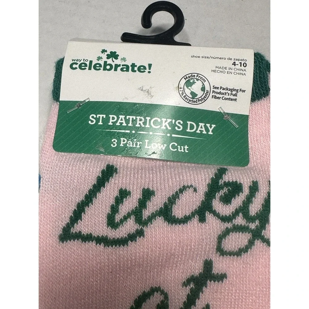 celebrate st patricks day womens low cut ankle‎ socks size 4-10